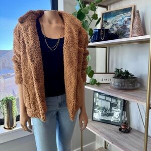Carly Jean Los Angeles- Cozy Brown Teddy Bear Jacket, Size: M